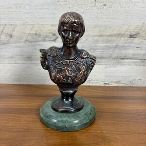 Augustus Caesar Statue, 7" Cold Cast Bronze Sculpture, Roman Statue Marble‎ Base